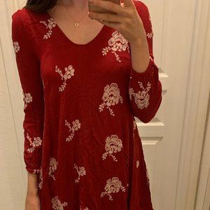 Altar'd State Embroidered Flowy Mini Dress | Red